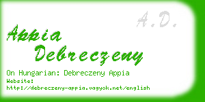 appia debreczeny business card